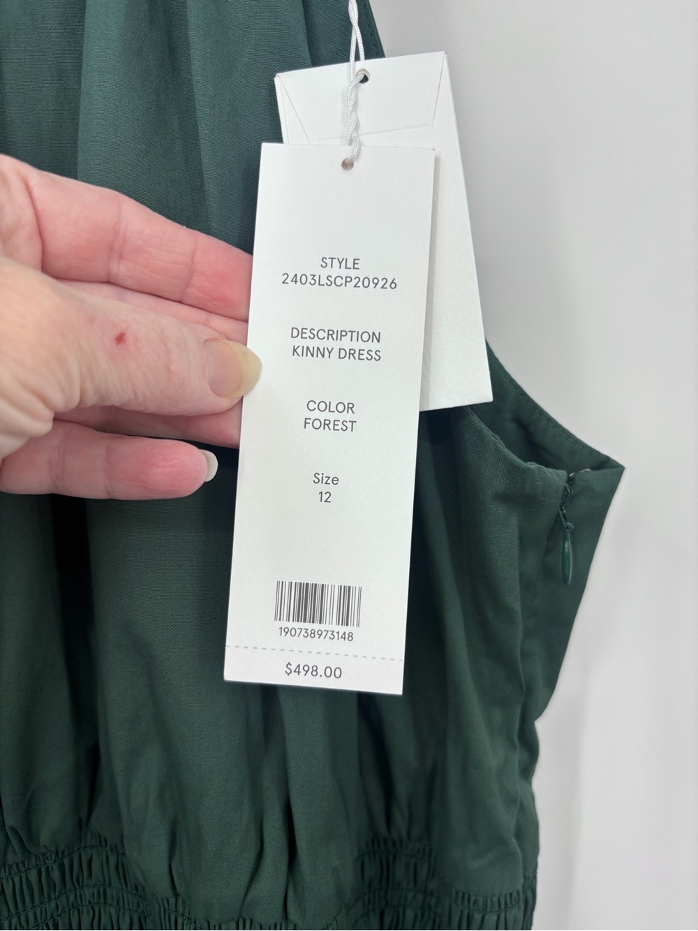 NWT Veronica Beard Kinny Halter Midi hasDress in Forest Green Sz 12 smocked - Picture 11 of 11